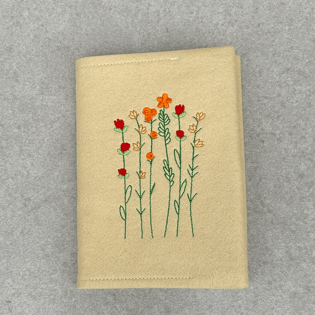 Embroidered cover for A6 note book or diary