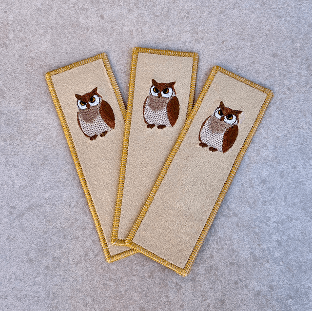 Handmade bookmarks with embroidery owl